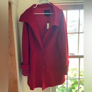NWT Talbots red wool blend funnel neck coat so soft size 14